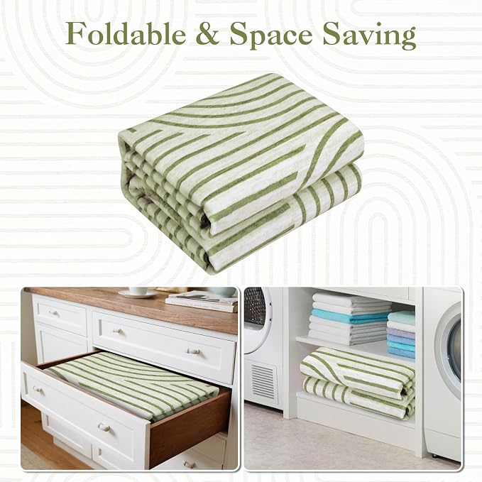 Washable 5x7 Abstract Line Area Rugs for Living Room Low Pile Modern Line Green Rug Soft Bedroom Small Rugs Non Shedding Contemporary Neutral Indoor Accent Carpet for Nursery Office, Green