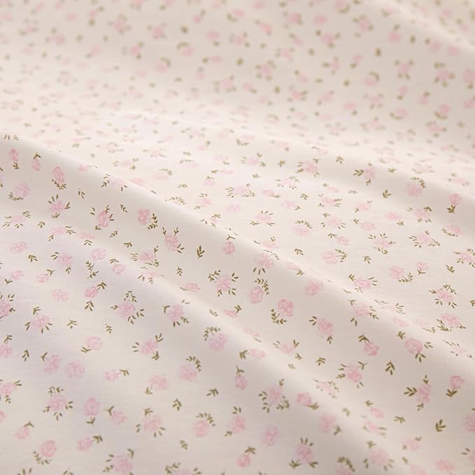 VM VOUGEMARKET Pink Flower Comforter Set Twin XL 3 Pieces Ruffle Comforter with 2 Pillow Shams Romantic Princess Bedding Comforter Set for Teen Girls-68 x90