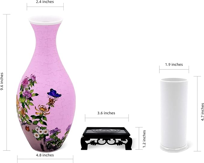 3D Puzzle Vase, 160 Curved Pieces DIY Flower Vase Craft Kit & 3D Puzzles for Adults, Creative Jigsaw Art Project Home Décor Centerpiece, (A-Chrysanthemum Garden)