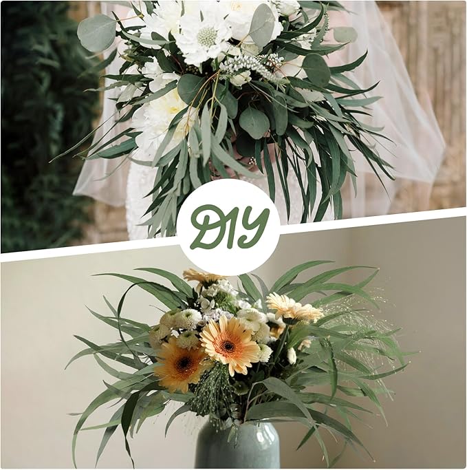 Eucalyptus Stems, 20PCS 17inch Real Fresh Dried Eucalyptus Branches for Shower Wedding Spring Festival Vase Home Decoration