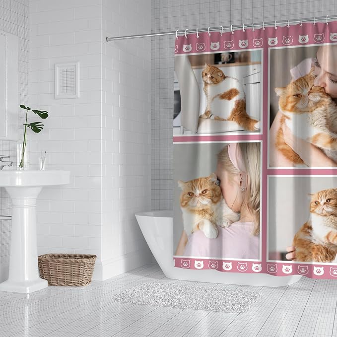 Personalized Shower Curtain Set Custom Photo Shower Curtains Modern Minimalist Home Bathroom Curtain Decor with 12 Hooks 72 Inch Wide * 72 Inch High