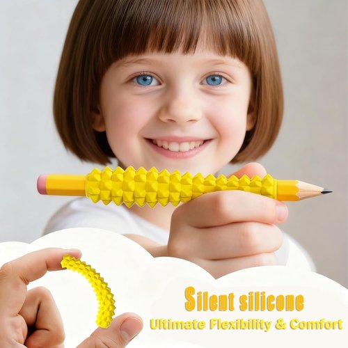 Skiennix 4-Pack Sensory Silicone Pencil Grips - Fidget Sleeves for ADHD & Autism - Anxiety Relief & Focus Tool