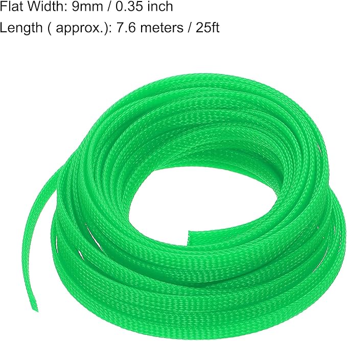 uxcell PET Expandable Sleeving 25ft 1/4" Green Cable Management Sleeve Cord Organizer for Wrap Protect Cable