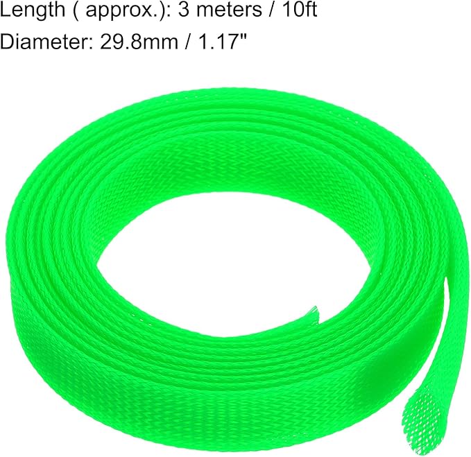 uxcell Expandable Sleeving,1 3/16-inch 10ft Cable Sleeve, Green