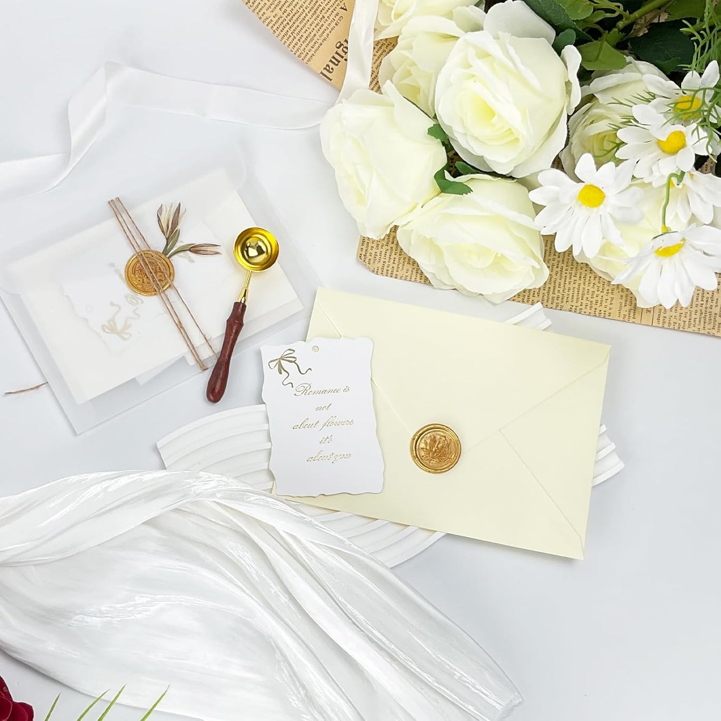 YINUOYOUJIA A7 Ivory Specialty Paper Envelopes - 50 PCS for Invitations, Weddings, and Events