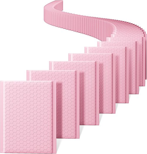 Metronic Bubble Mailers - 6x10 Inch Light Pink Waterproof Padded Envelopes | 100 Pack for Shipping Jewelry & Makeup
