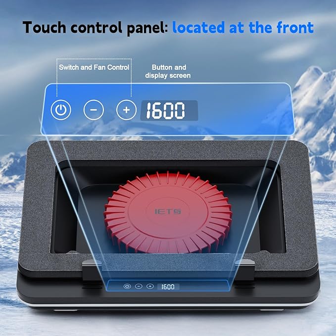 IETS GT600 Laptop Cooling Pad Equipped Gigantic Turbo-Fan（5.5inch Diameter）,Sealed Foam for Rapid Cooling Gaming Laptop,14.1-19.3 inch Laptop Cooler with Adjustable Brackets,Dust Filter,Touch Start