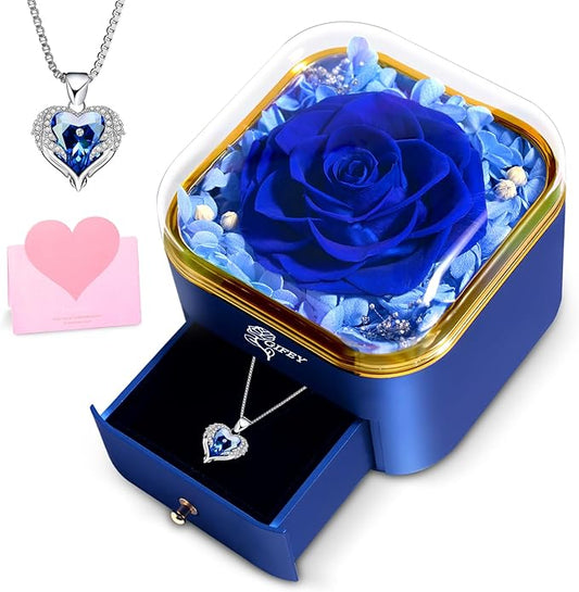 Mothers Day Mom Gifts,Eternal Rose Flower with Necklace Gifts for Women,Mother, Grandma,Wife and Girlfriend, Birthday Gift,Wedding, Thanksgiving Gift