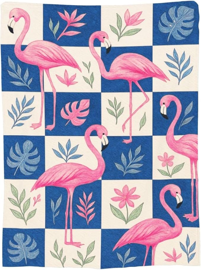 Flamingo Blanket Tropical Flamingo Throw Blanket Soft Cozy Fleece Fuzzy Stuffed Plush Flannel Animal Gifts for Girls Women Boys Kids Adults 50"X60"