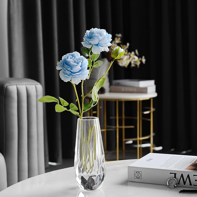 Kitcom Flower/Bud Crystal Vase Decorative Vases for Home or Wedding, Outline Dimensions W3.1''xH7'', Clear with Gift Box