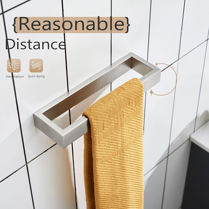 KOKOSIRI Towel Ring Brushed Nickel Hand Towel Hanger Holder 9-Inch Kitchen Rack Stainless Steel for Bathroom Hardware Wall Mount, 1 Pack B4008BR-L9