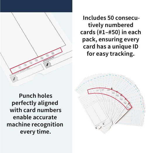 Allied Time USA AT-2700 Time Cards - 300 Pack Double-Sided Employee Punch Cards for Attendance Tracking