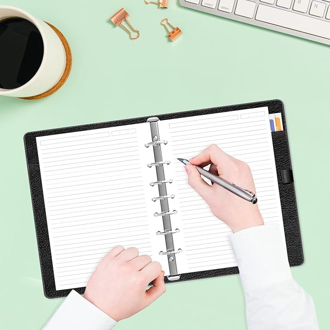 (2-Pack) Mini Binder Lined Paper for 3 or 7 Ring Binders - 200 Sheets/400 Pages Paper Refills, 100gsm, 5.8" x 8.5"