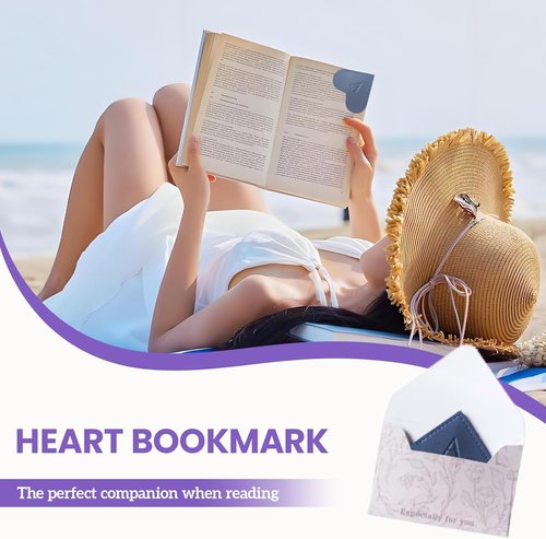 MOTEERLLU Personalized Leather Heart Bookmark - Custom Initials, Handmade Gift for Book Lovers (Blue)