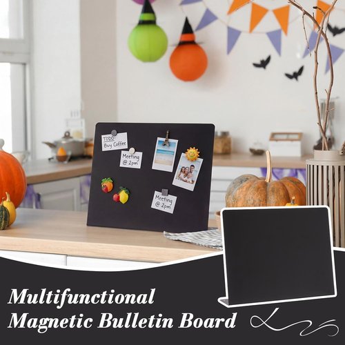LEIFIDE Magnetic Bulletin Board Set - Wave-Shaped Black Display Boards for Home & Office | 8.5 x 11 Inch