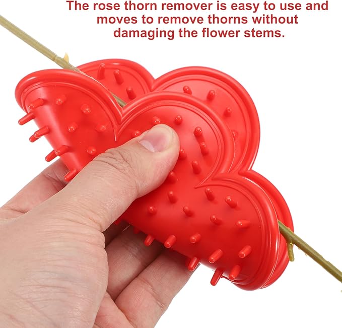 HARFINGTON 2pcs Rose Thorn Stripper Tool Set 5.5" Metal PVC Flower Thorn Leaf Remover Flower Stem and Leaf Stripping for Gardening Home Florist Arrangement, Red