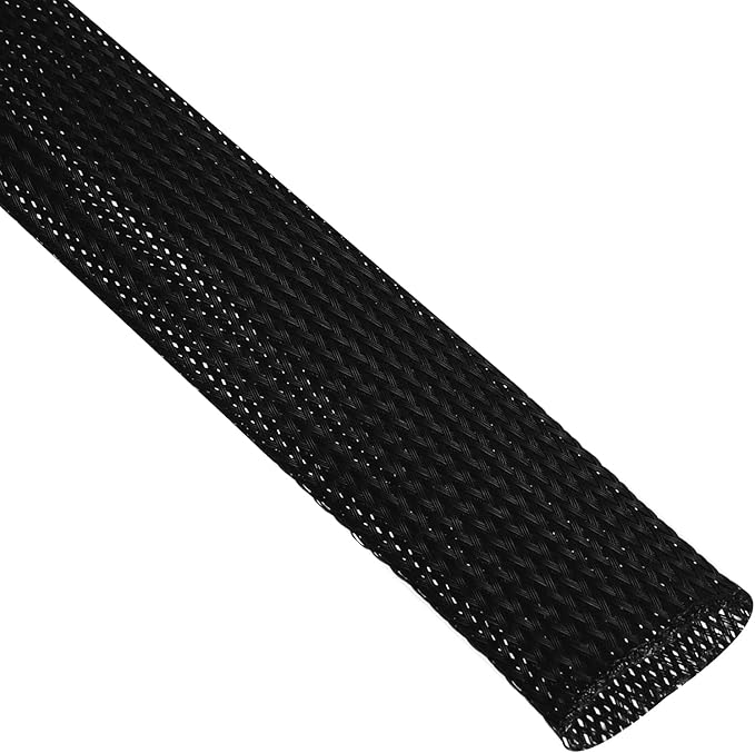 uxcell Expandable Sleeving, 1-inch 50ft Cable Sleeve, Black