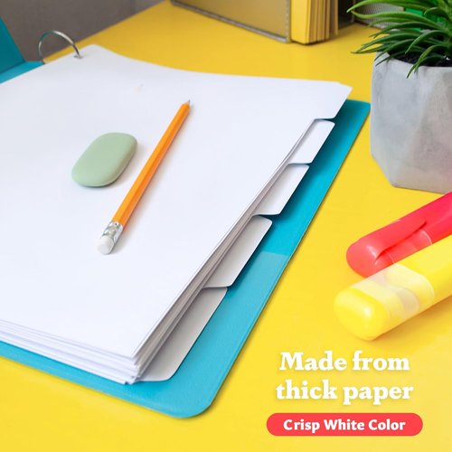 Binder Dividers with Tabs by [Brand Name] - Set of 20 Reinforced 5-Tab Dividers for 3-Ring Binders, White - Keep Documents Organized