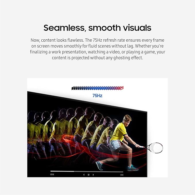 Samsung 32-Inch Flat Computer Monitor, 75Hz, Borderless Display, AMD FreeSync, Game Mode, Advanced Eye Care, HDMI and DisplayPort, LS32B304NWNXGO, 2024