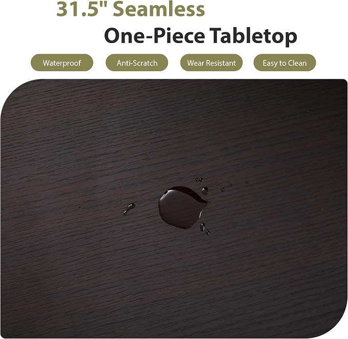 31.5" Round Dining Table for 2-4, Modern Kitchen Table with 2-Tier Storage Shelf, Small Wooden Circle Dining Tables with Fluted Base for Home Dining Room Living Room (Blackened Brown)