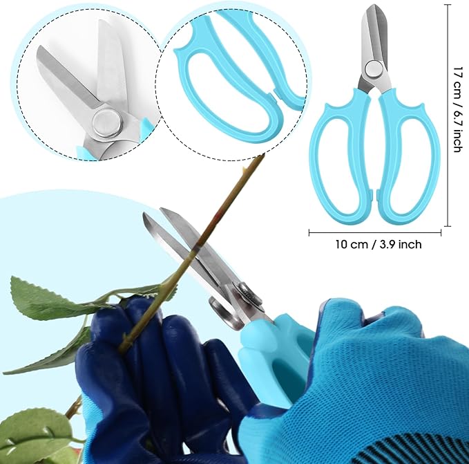 WILLBOND Floral Arrangement Kit, Christmas Rose Thorn Stripper Tool Garden Pruning Shears Scissors Rose Thorn Remover Pruner Trimmer Gloves Tapes Florist Garden Tool Gift Kit for Women(Blue)