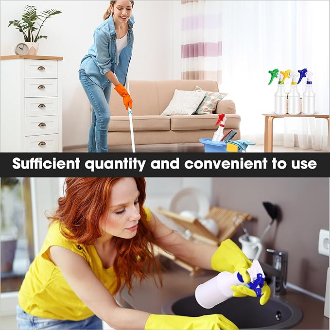 Rtteri 24 Pcs 16 Oz Plastic Spray Bottle for Cleaning Solutions Bulk Empty and Reusable Leak Proof Spraying Bottles for Cleaning, Water, Auto Details, Commercial, Bathroom(Multi Color)
