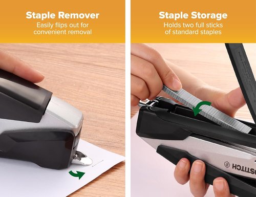 Bostitch Office InPower Eco-Friendly Stapler - One-Finger Technology, Jam-Free, Black | Includes 210 Staples