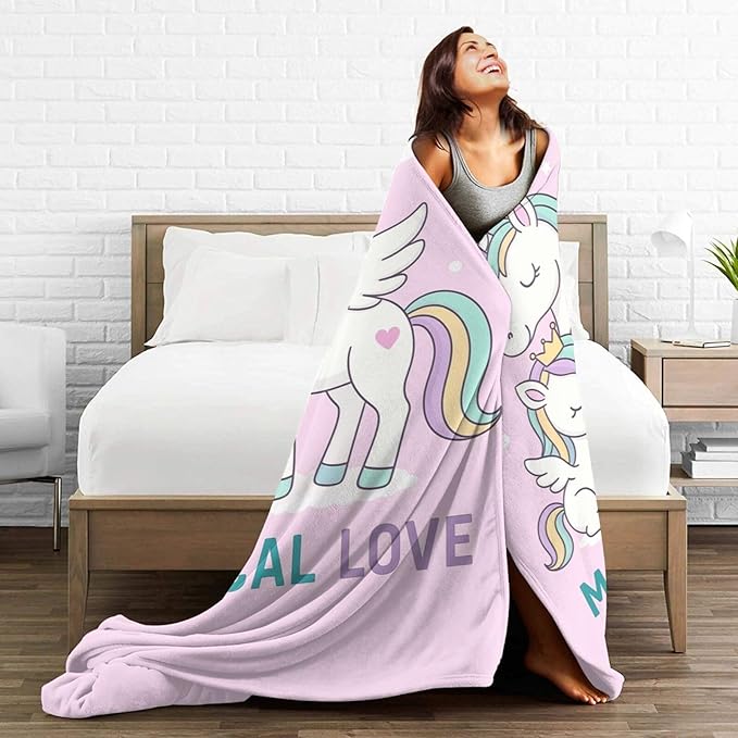 Unicorn Blanket Cute Unicorn Throw Blanket Magical Love Soft Cozy Fleece Fuzzy Stuffed Plush Flannel Animal Gifts for Girls Women Boys Kids Adults 40''x50''