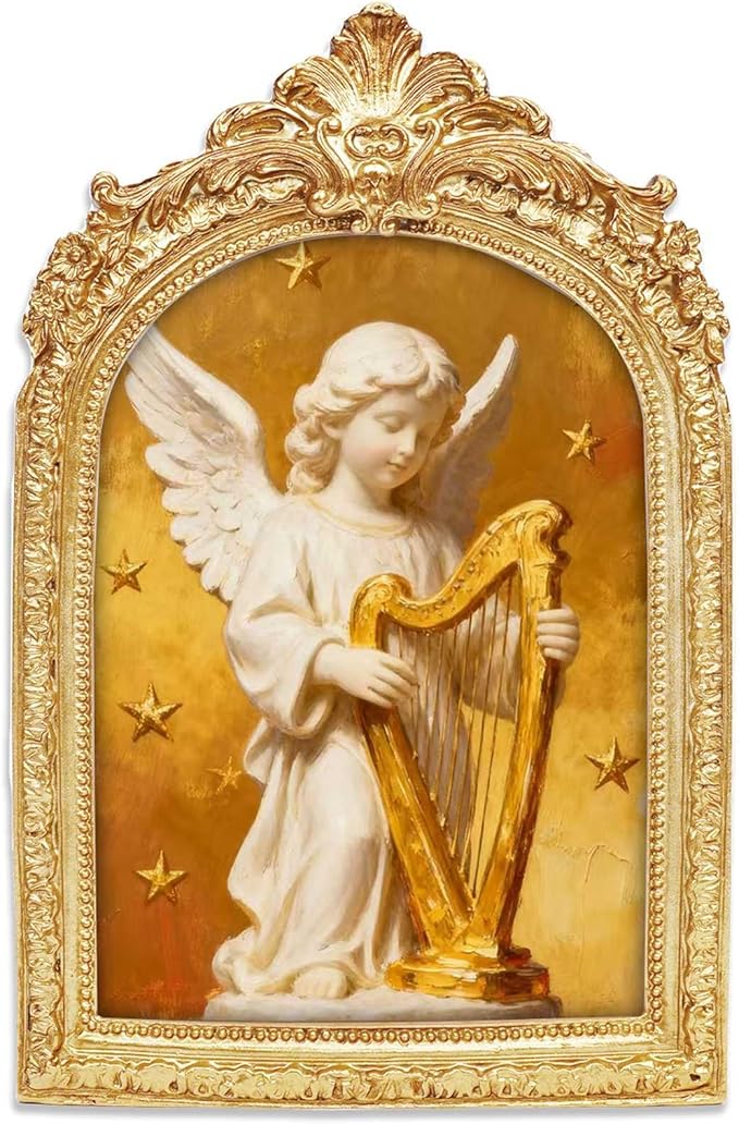 Gold Picture Frames 5x7, Arch Photo Frame Antique Ornate, Luxury Textured Hand-Crafted Picture Frame with Glass Front for Tabletop or Wall Hanging, Retro Resin Photo Frames, Photos Display Frame