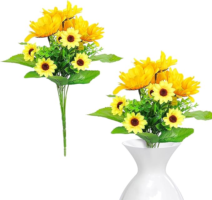Artificial Silk Flowers Realistic Sunflowers Bouquet Long Stem for Home Wedding Party Decorations Fake Flower Sunflowers Flowers