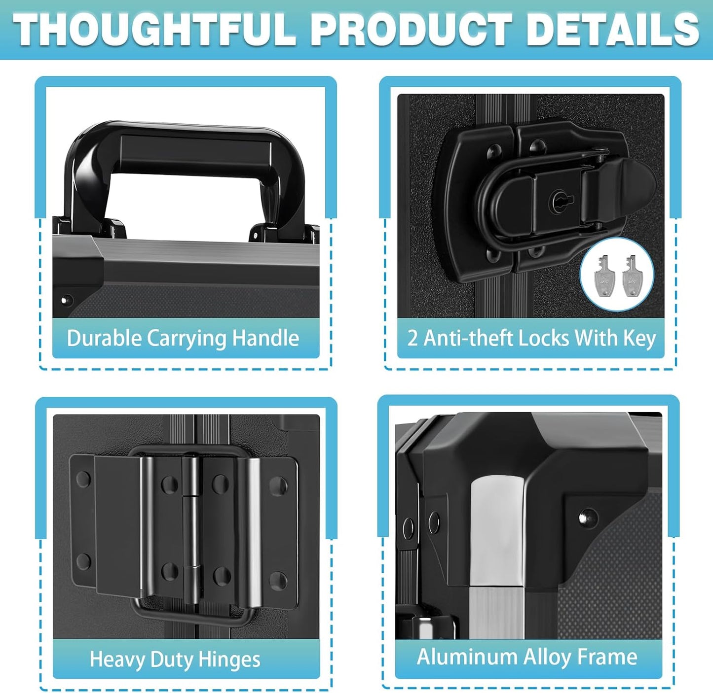 Skiennix Miniatures Storage Case - Aluminum Alloy Frame with Lock & Trolley | Large Size Display