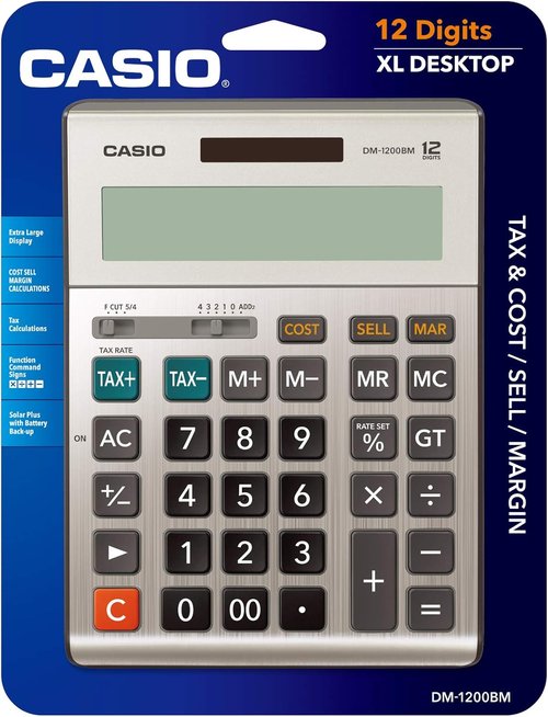 Casio DM-1200BM - Business Desktop Calculator with Cost/Sell/Margin Keys | Extra-Large 12-Digit Display for Office & Finance