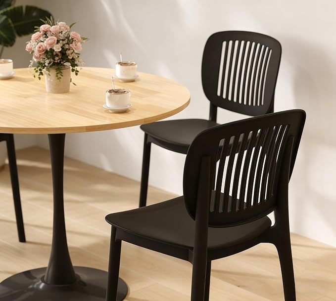 31.5" Tulip Table for 2-4 Persons Modern Round Dining Room Table, Mid-Century Modern Nature Small Kitchen Table with MDF Wooden Top, Leisure Coffee Table for Living Room, Dining Room, Office