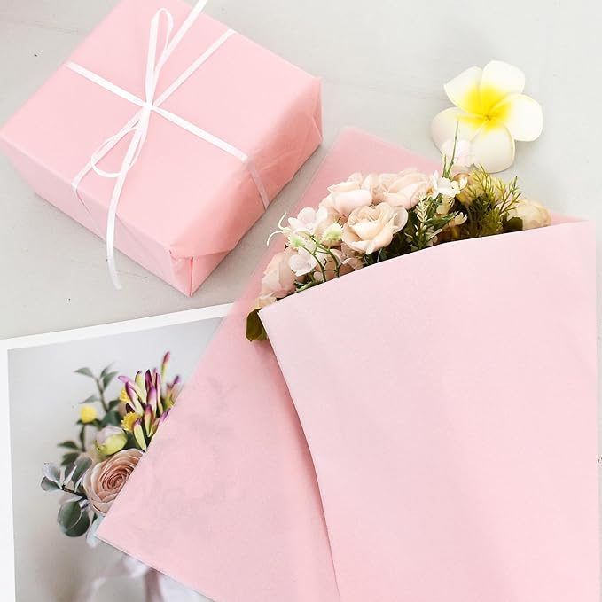 BEISHIDA 100 Sheets Pink Tissue Paper Bulk, Wrapping Tissue Paper for Gift Bags, 14 x 20 Inch Gift Wrap for Birthday Wedding Graduation DIY Crafts Holiday Flowers