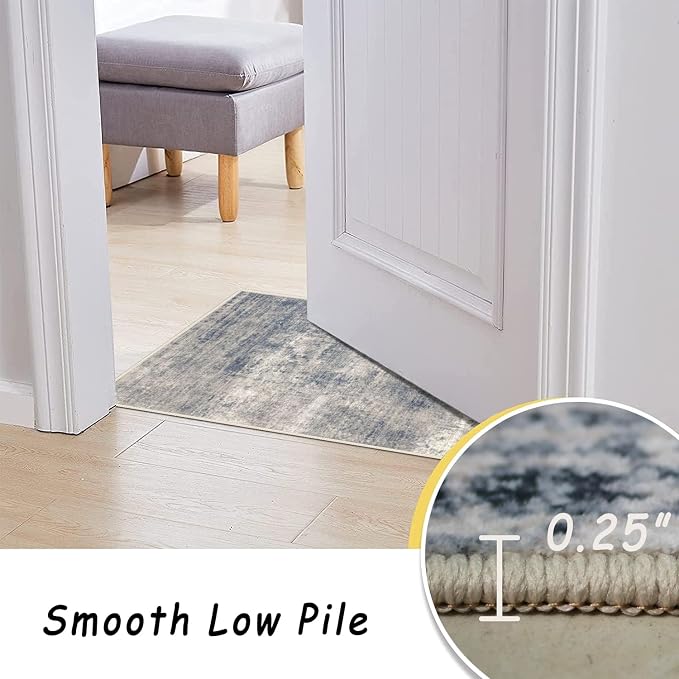 6x9 Area Rug, Ultra-Soft Washable Rug for Living Room, Dinner Room, Bedroom, Non-Slip Modern Abstract Rug, Indoor Carpet Large Area Rug, Gardual-Blue