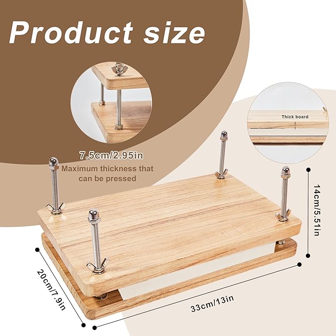 FUXAFU 50 Pcs Book Binding Kits, 13"x7.9" Inch Wooden Book Press，Books Binding Materials, with Bone Folder, Awl, Needles for DIY Bookbinding, BookRepair, Handmade Crafts