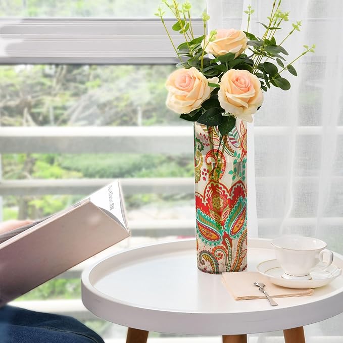 Vase Plastic Vase Elegant Cylinder Flower Vase Shatterproof Decorative Centerpiece for Home Table Office Weddings Events (11.8 x 3.9 in)