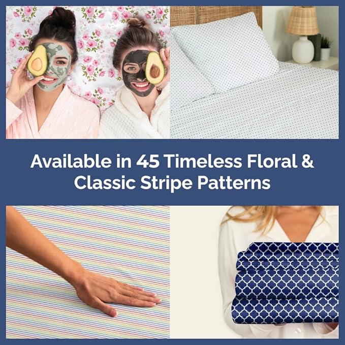 Floral Sheets - Watercolor Floral Bed Sheet Set - 1 Flat, 1 Fitted & 2 Pillowcases w/ Deep Pockets - Wrinkle & Fade Free - Boho Botanical Bedding - Ultra-Soft, Breathable and Cooling - King Size