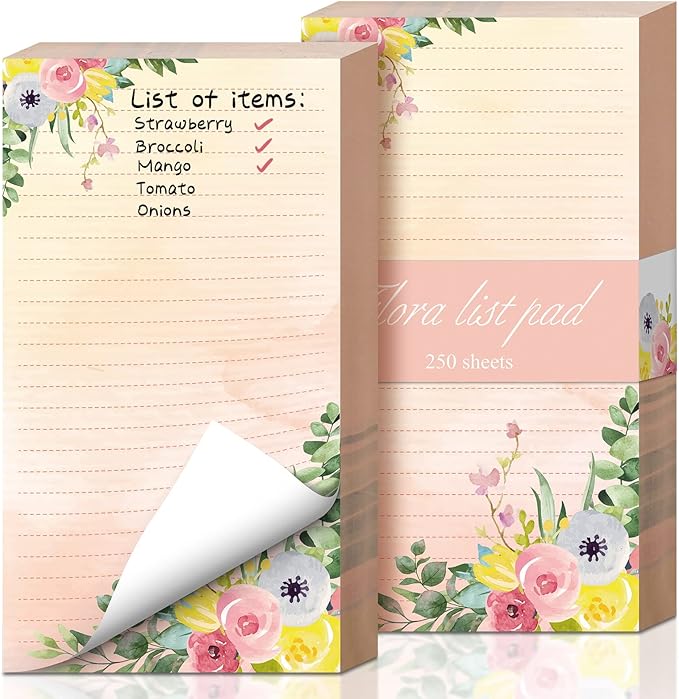 Perthlin 2 Pack 500 Sheets Floral Sticky Notes Cute Flower Note Pads Decorative Memo Pads to Do List Notepad 4.5 x 8 Inch Shopping Grocery List Notepads for Weekly Plan Home Office Supplies