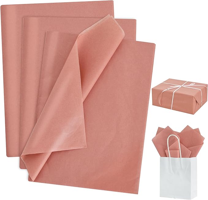 BEISHIDA 100 Sheets Cinnamon Tissue Paper Bulk, Wrapping Tissue Paper for Gift Bags, 14 x 20 Inch Gift Wrap for Birthday Wedding Graduation DIY Crafts Holiday Flowers