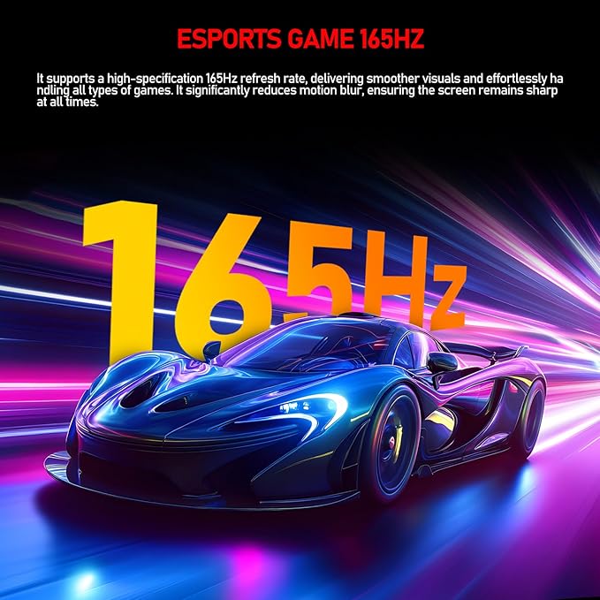 Gawfolk 49 inch Ultra-Wide Curved 1500R Gaming Computer Monitor, DQHD(5120×1440), 165Hz, 1MS, FreeSync, 120% sRGB, Height Adjustable PC Screen, HDMI2.1 & DP1.4, Compatible Wall Mount 75 * 75mm- Black