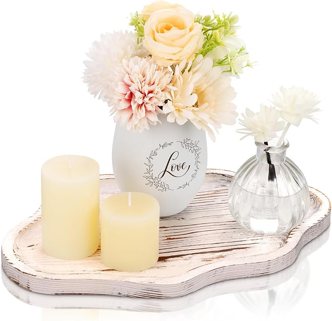 Small Decorative Tray Wood Decorative Serving Tray for Candles Perfume, Cloud Wooden Jewelry Tray Trinket Dish, Wooden Trays for Coffee Table Home Decor