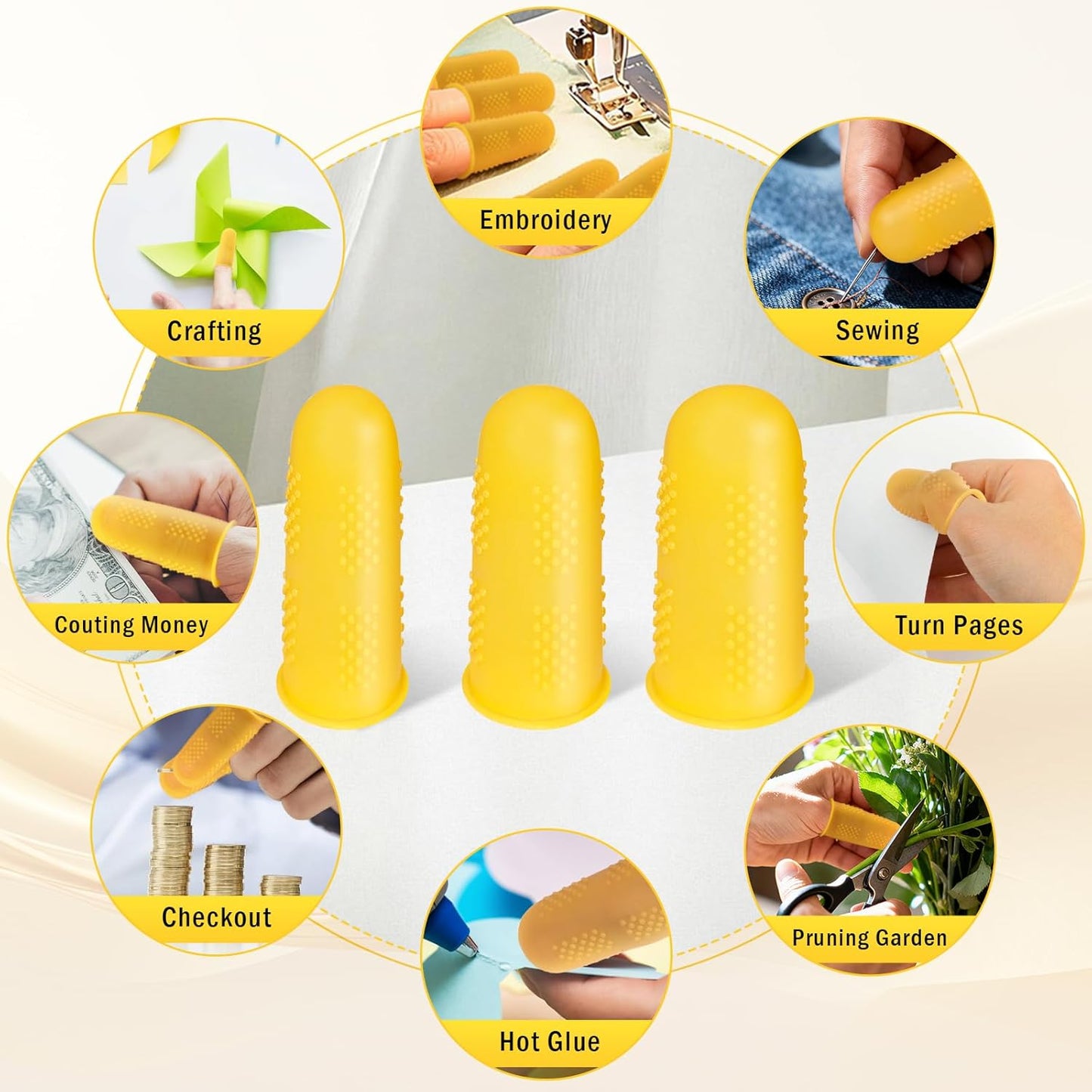 Skiennix Silicone Finger Protectors - 24 Pcs Rubber Tips for Hot Glue, Crafts & Writing | 3 Sizes Available
