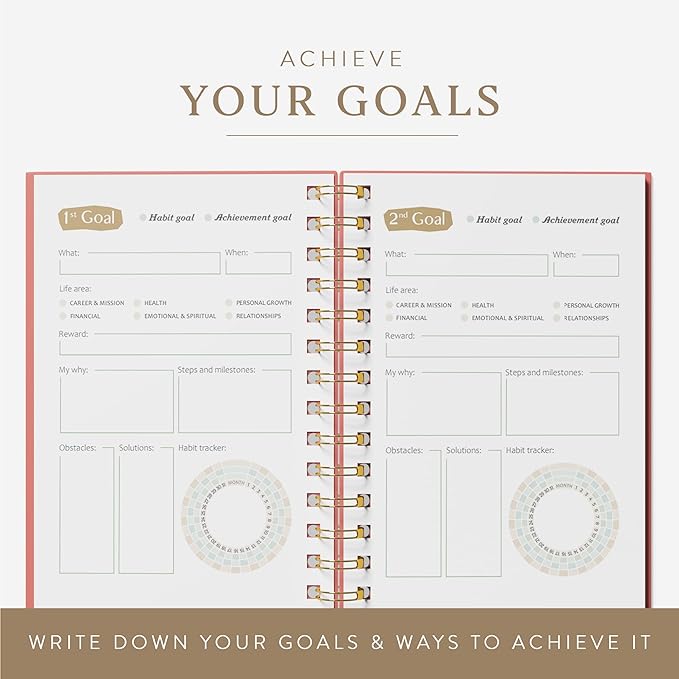 The ADHD Planner - Undated Daily Weekly Schedule Organizer Journal for Disorganized People - Habit Tracker Record Emotions & Mood - Academic Goals - Structure & Focus for Adults Brains (Spiral) (Red)