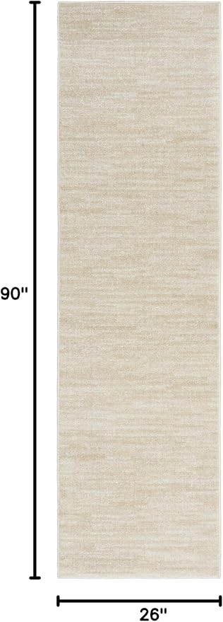 Nourison Home Nourison Essentials Ivory Beige 2'2" x 7'6" Area Rug - Easy Clean, Non Shedding, Bed Room, Living Room, Dining Room, Kitchen (8' Runner)