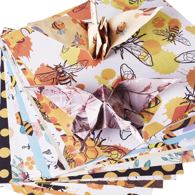 Origami Paper Kit Dobule Sided 100 Sheets 100 Colors 6 Inch Japanese Chiyo Square Easy Fold Arts Crafts DIY Handwork Origami Papers Animal Fur Bee