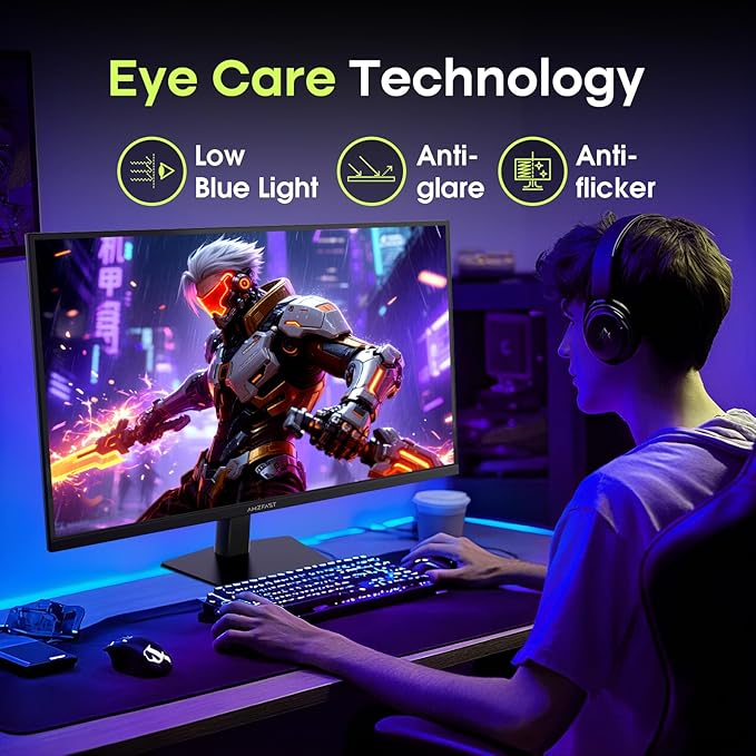 Amzfast 27 Inch Gaming Monitor 200Hz WQHD 2k 2560 x 1440p Monitor, Built-in Speakers, 1ms G-SYNC Compatible, HDR400,132% sRGB, VESA 100x100 Fast IPS Monitor with HDMI 2.0 x 2 & DP 1.4 x 2, AMZG27F5Q
