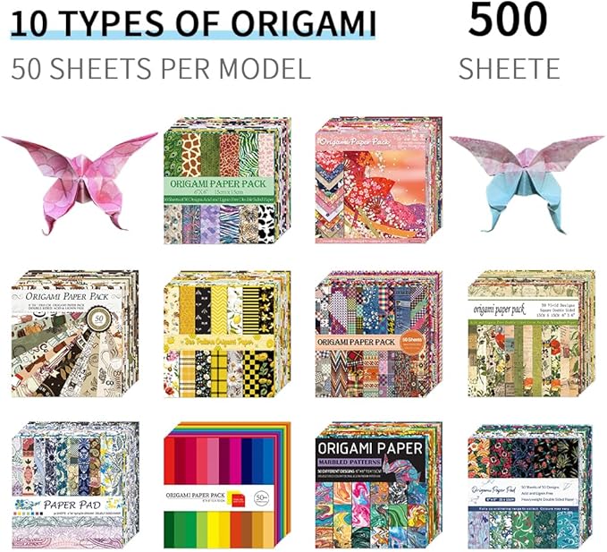 10 Pack/Sets Origami Paper Kit Double Sided 6 Inch Japanese Chiyo Square Easy Fold Arts Crafts DIY Handwork Origami Papers