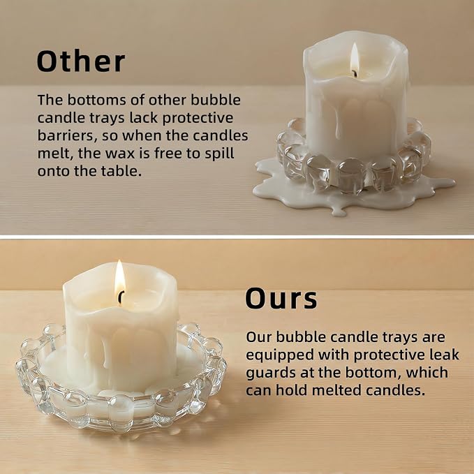 Bubble Smoky Glass Candle Holder – Modern Anthropologie-Inspired Decor Dish for Small Candles & Diffusers | Stylish Tabletop Accent for Home Bar & Cozy Living Spaces (1, Clear)