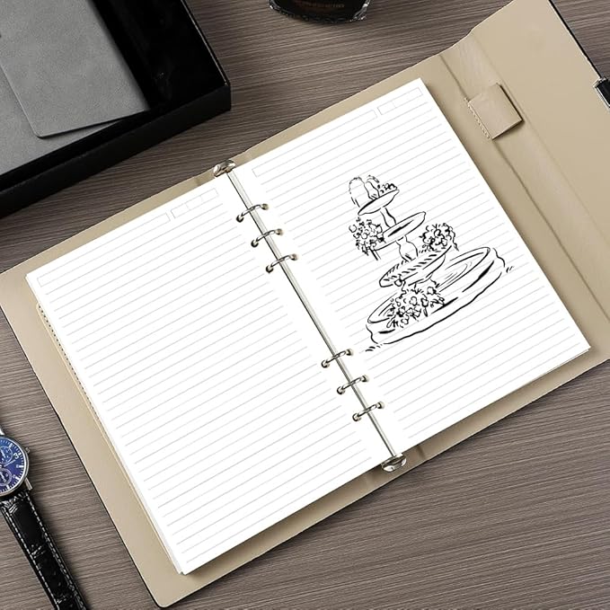 6 Hole Lined Paper Refills for A5 Ring Binder - 100 Sheets/200 Pages Loose Leaf Paper Line Refills for Filofax Planner, 100 gsm White Paper, 5.8" x 8.25"